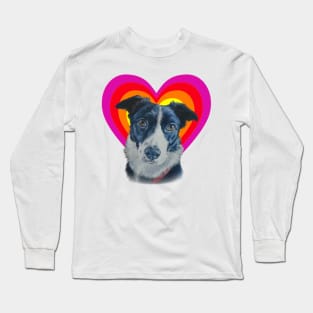 Beautiful painting of a collie dog in a heart Long Sleeve T-Shirt